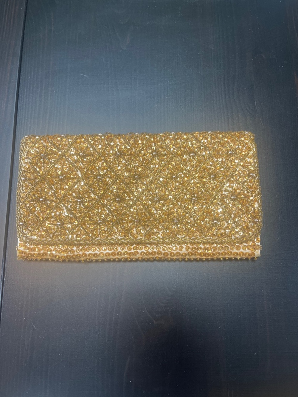 Vintage Gold Sequin Beaded Evening Clutch